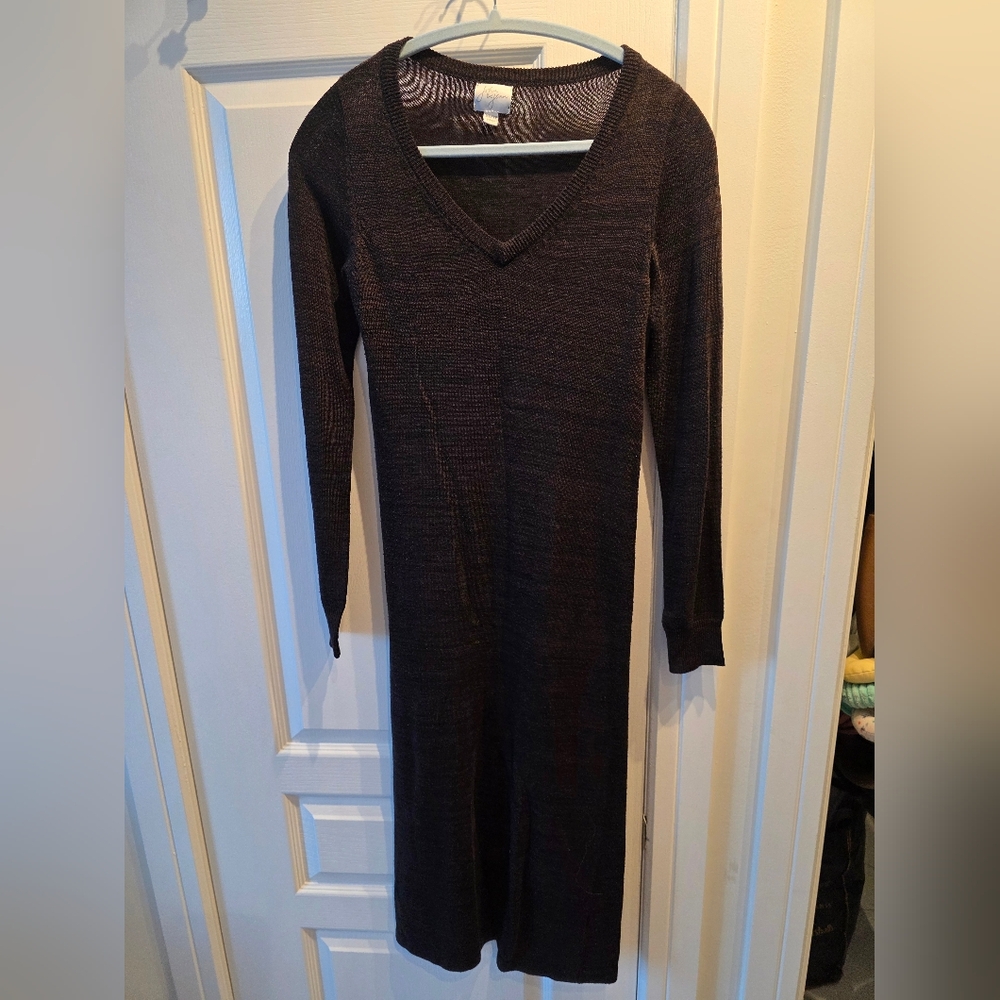 John & Jenn Elegant Black & Brown Knit Dress